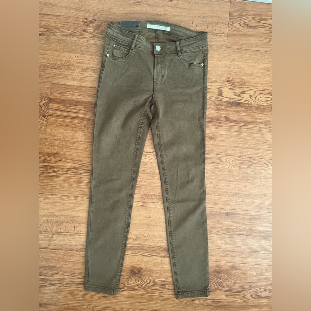Zara Stretch Army Green Denim Size EUR 36- US 2/4